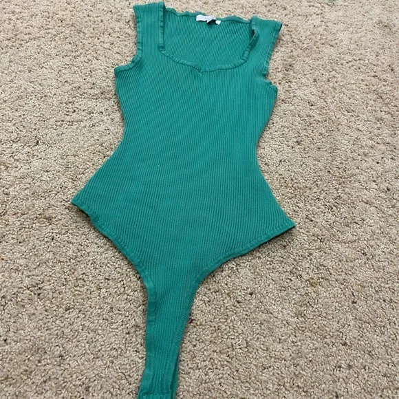 Love Tree Ribbed Bodysuit set- Green and brown- size L-281 - Picture 3 of 4